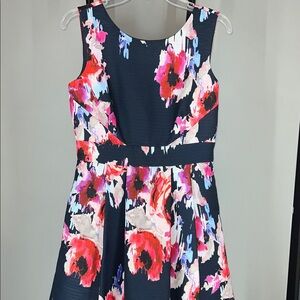 Kate Spade Navy and Pink Floral Midi Dress
